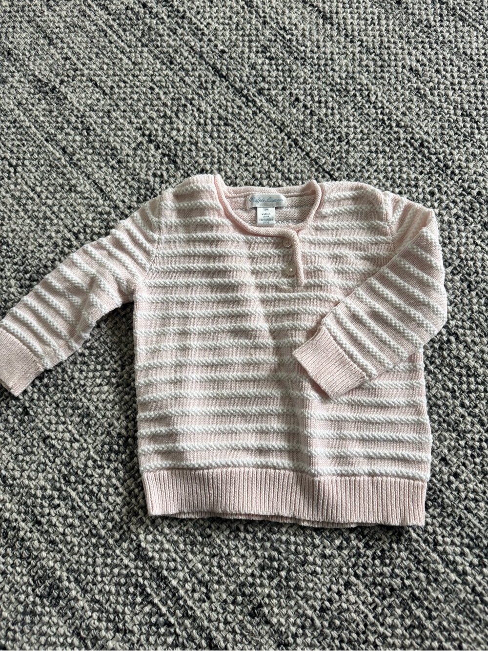 Ralph Lauren Pink and White Striped Baby Knit Sweater